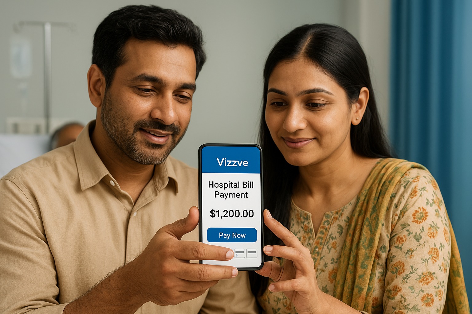 Patient’s relatives using Vizzve app for quick hospital bill payment
