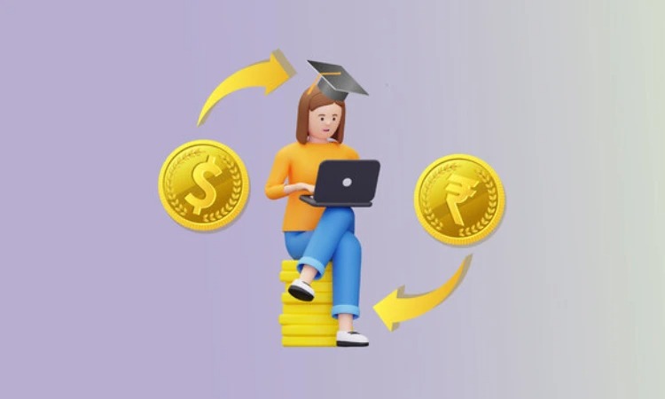 Student comparing education loans in India vs abroad with laptop