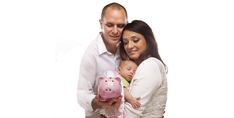 Expecting parents reviewing maternity expense financing plans on Vizzve Finance app.