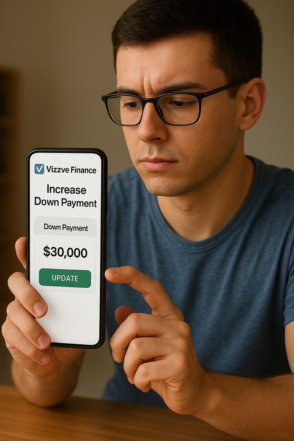 Customer increasing down payment for higher loan approval chances with Vizzve Finance.