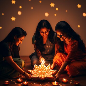 Family celebrating Diwali with diyas and lights after getting a low EMI loan from Vizzve Finance.