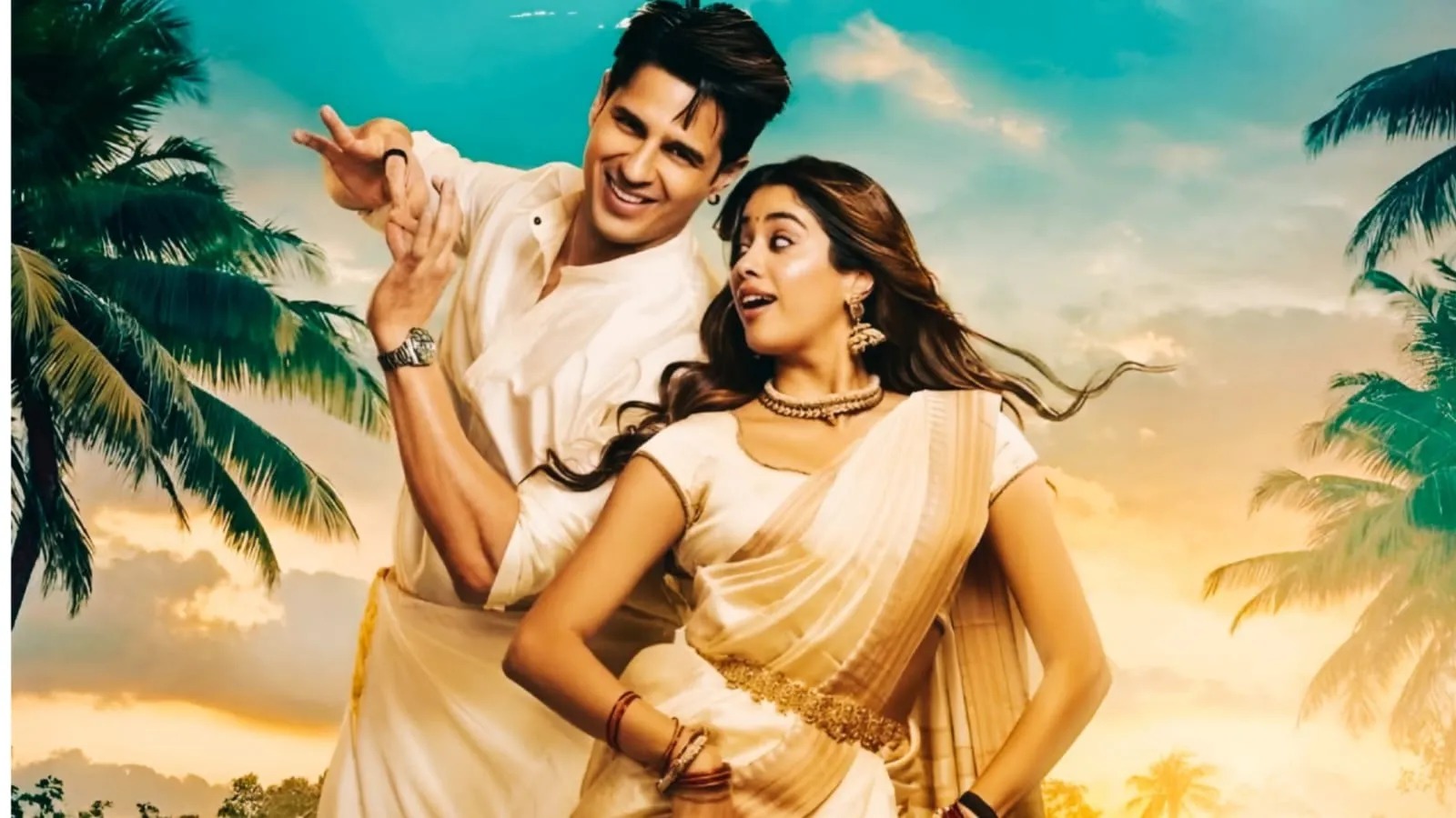 Sidharth Malhotra and Janhvi Kapoor in a still from Param Sundari movie.