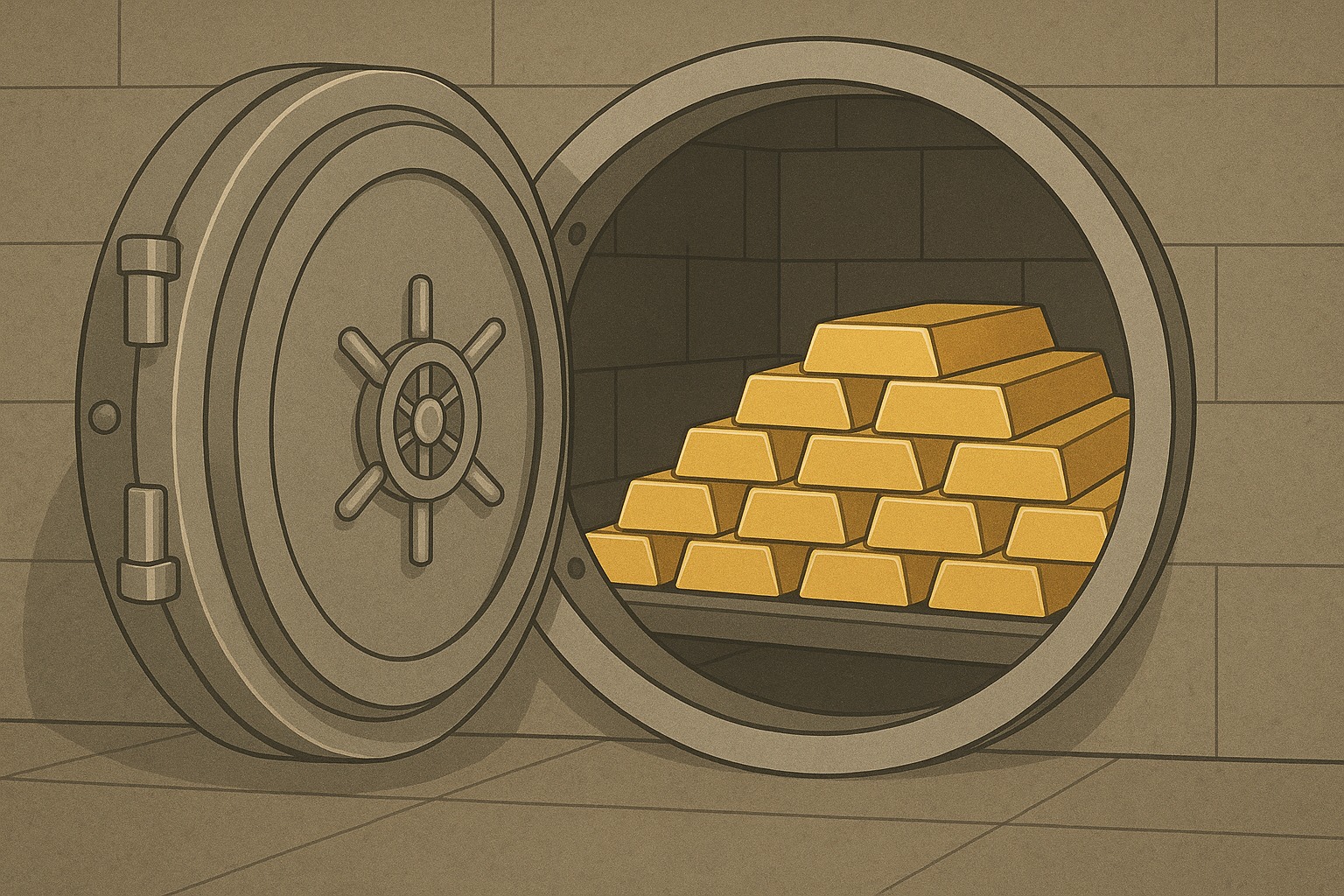 Bank vault storing pledged gold safely