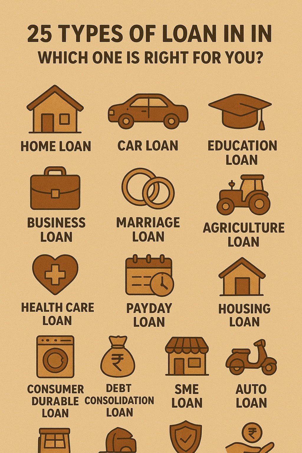 Illustration showing different types of loans in India
