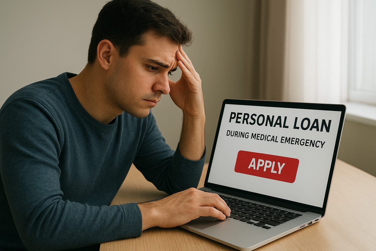 Man applying for a personal loan during a medical emergency