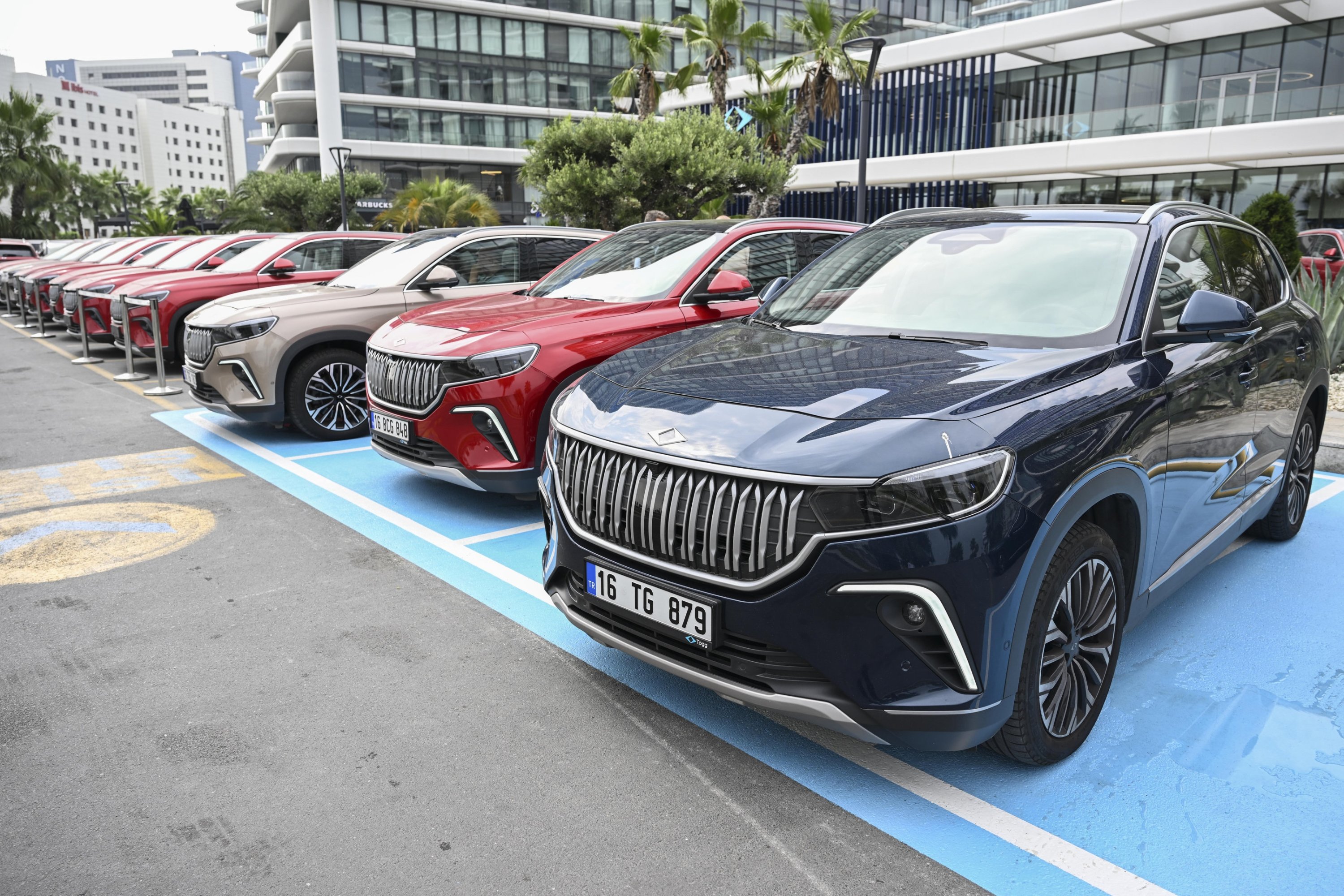 Luxury electric vehicle parked in showroom