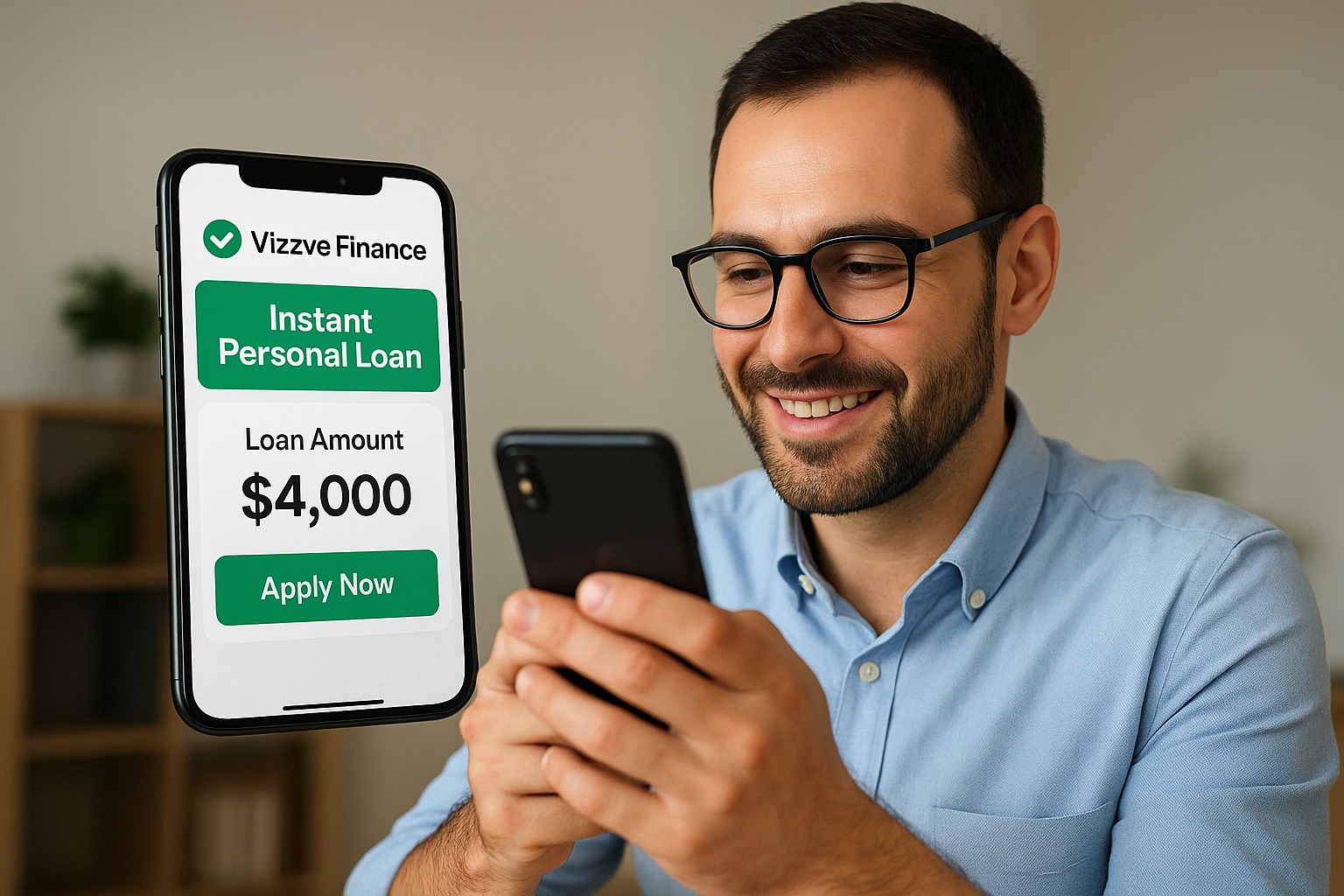 Salaried employee using Vizzve Finance app to apply for an instant personal loan