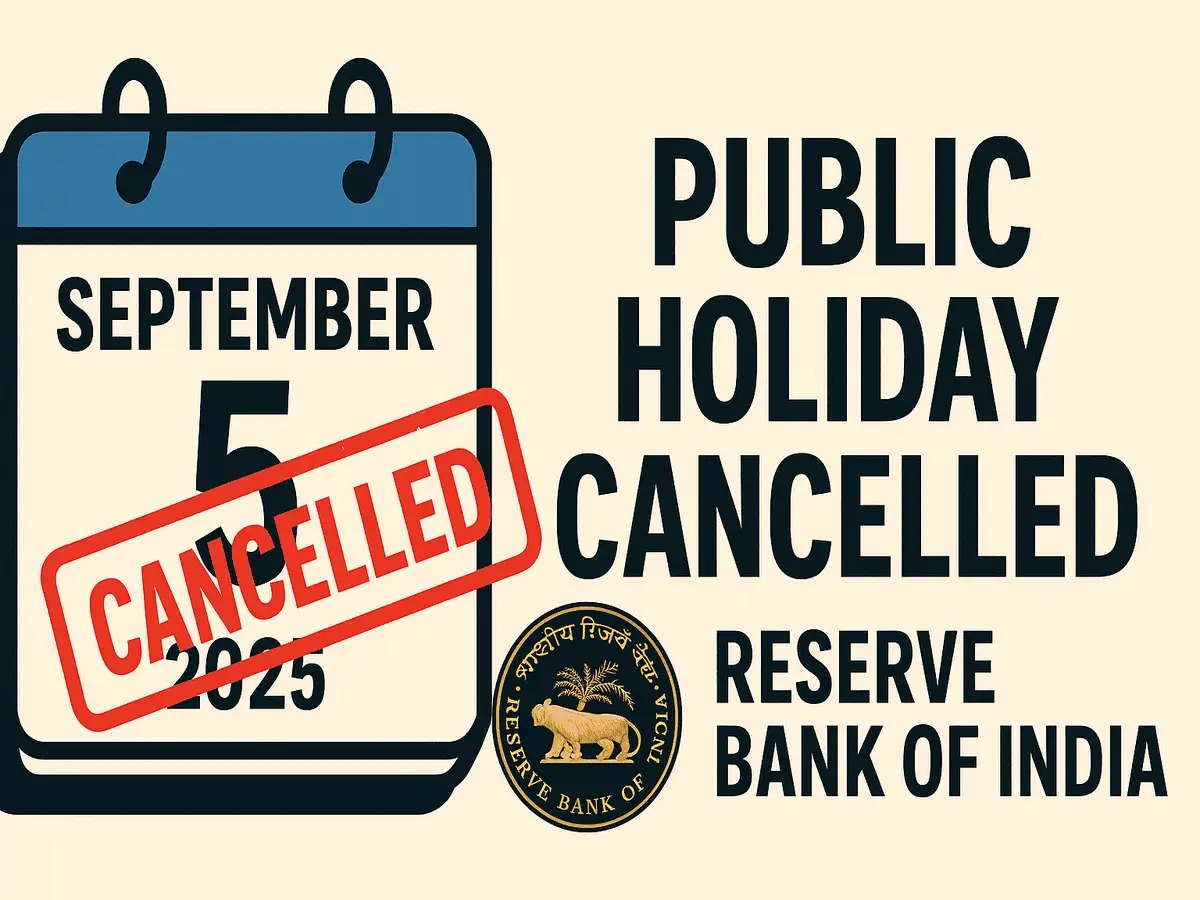 RBI cancels September 5, 2025 bank holiday and declares new holiday under the Negotiable Instruments Act.