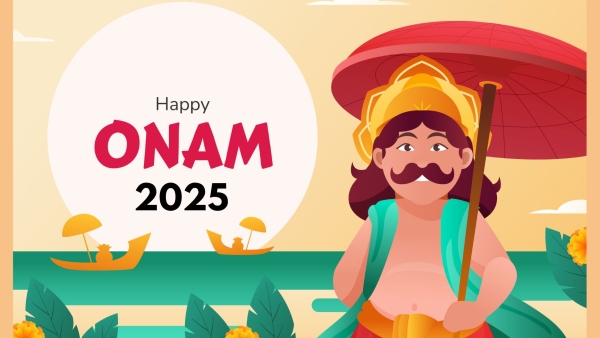 Happy Onam 2025 wishes from Vizzve Finance with prosperity theme.