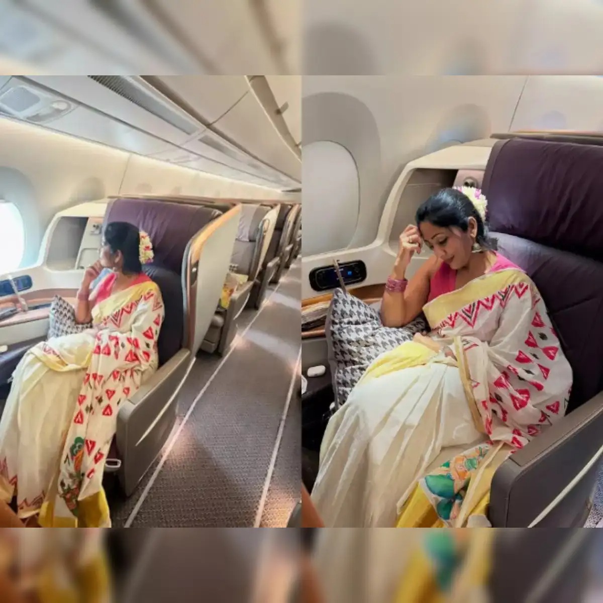 Navya Nair at an airport with luggage