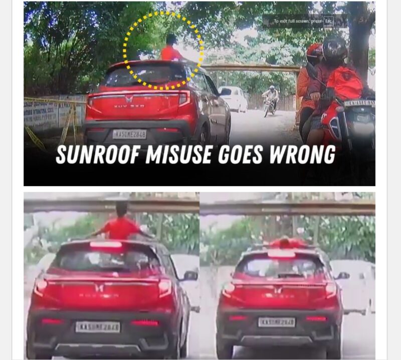 Bengaluru car sunroof accident showing child injury