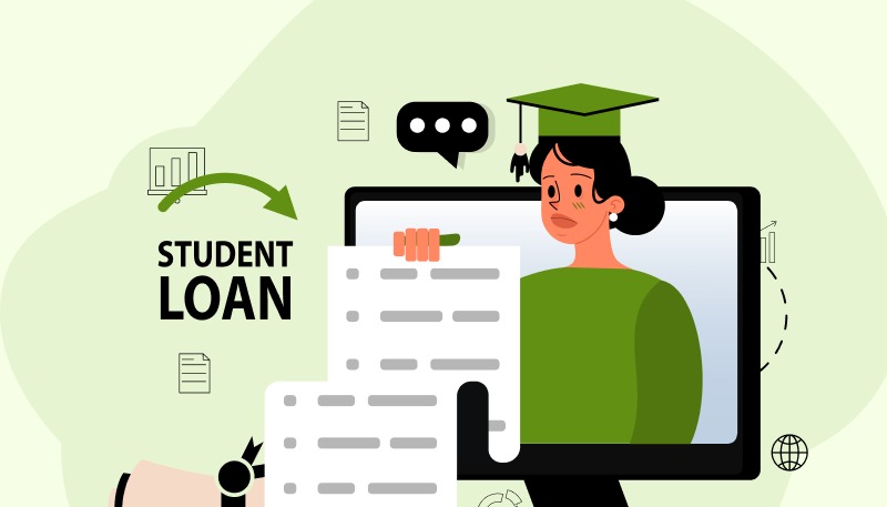 Student applying for a loan on mobile or laptop