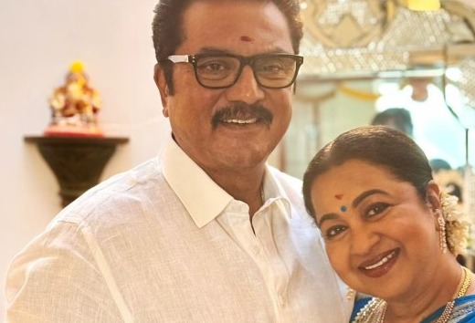 Sarathkumar and Radhika outside their 15,000 sq ft bungalow
