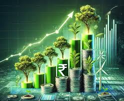 Sustainable green finance concept showing eco-friendly investments supporting global resilience.