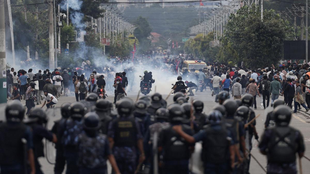Gen Z protesters demonstrating in Nepal streets