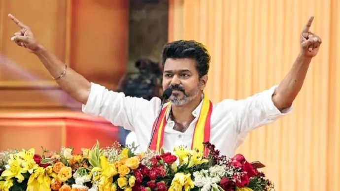 Actor Vijay addressing a weekend rally in Tamil Nadu
