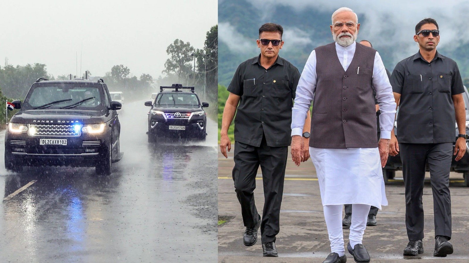 PM Modi traveling by car in Churachandpur due to rain