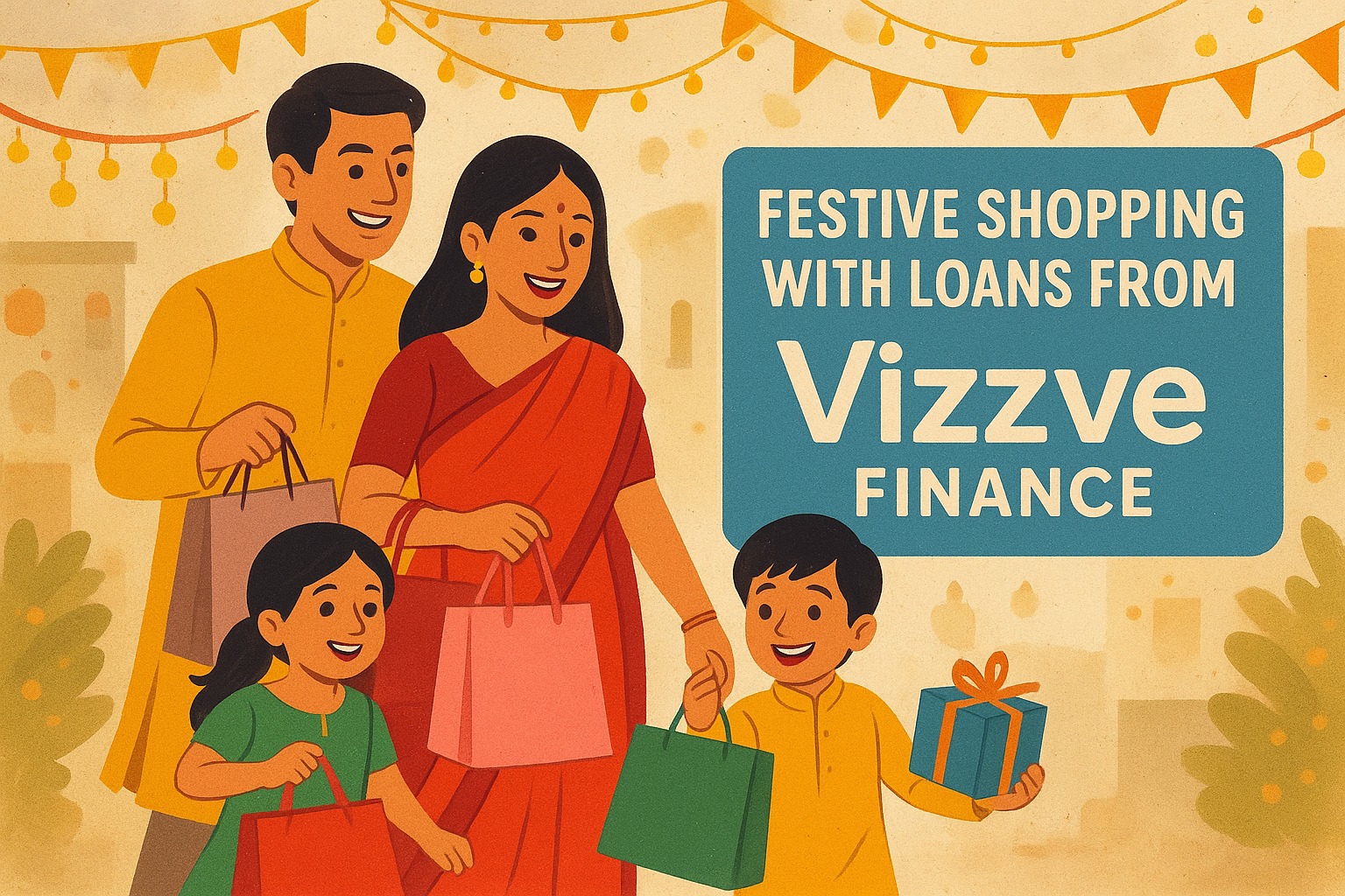 Festive shopping with family using loans from Vizzve Finance for celebrations
