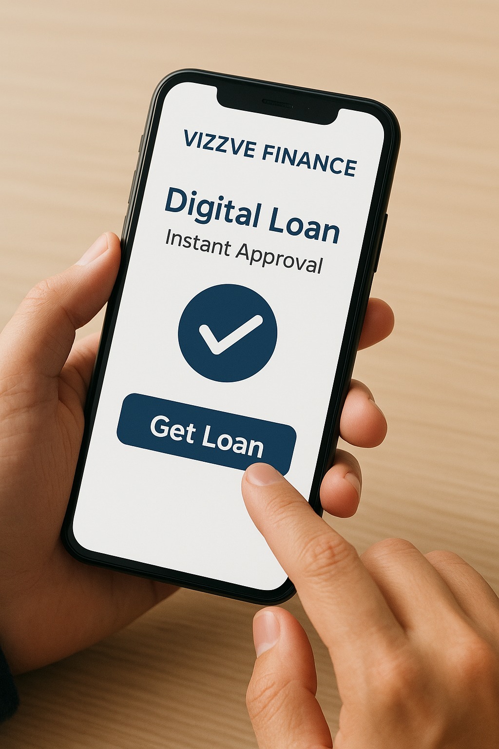 Person applying for a digital loan on Vizzve Finance app with instant approval