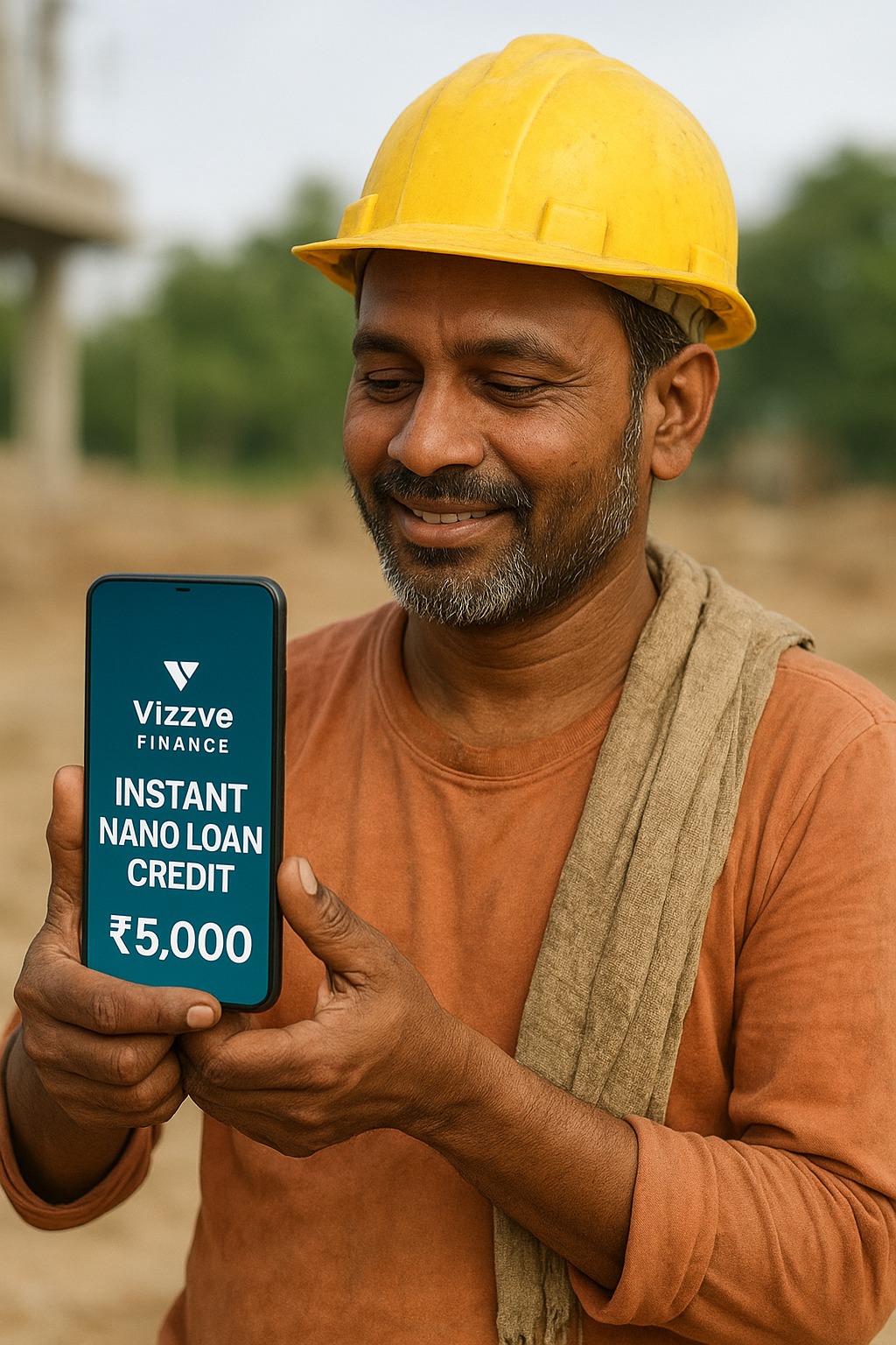 Daily-wage worker receiving instant nano loan credit from Vizzve Finance