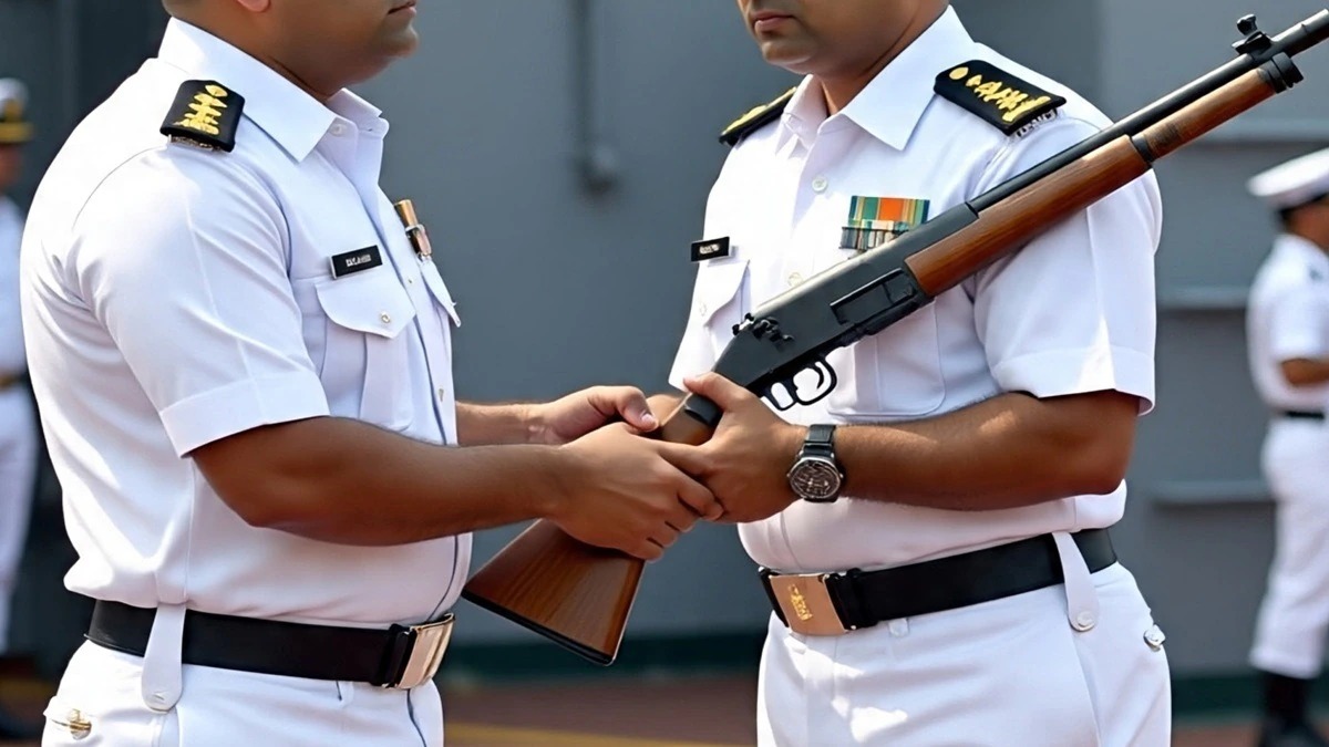 Navy officials and Mumbai Police investigating the site where missing officer was found dead