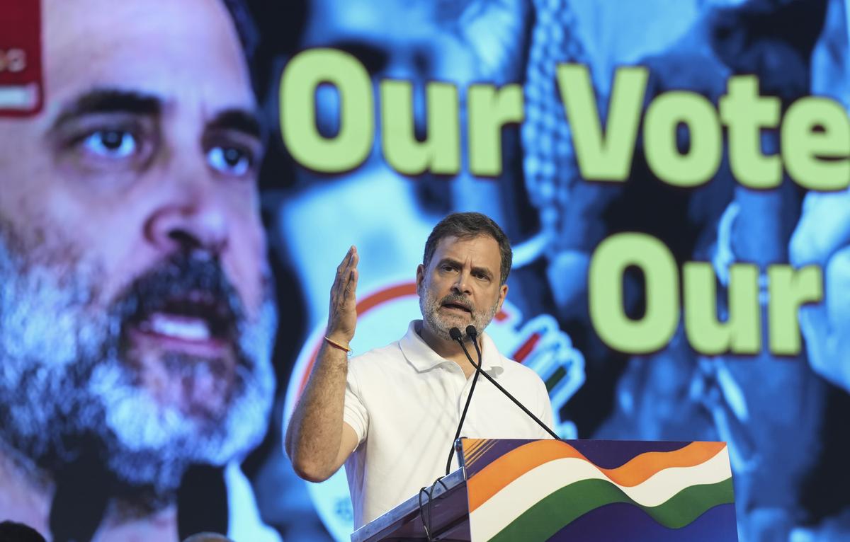 Rahul Gandhi speaking at event with BJP leaders responding to his voter deletion remarks