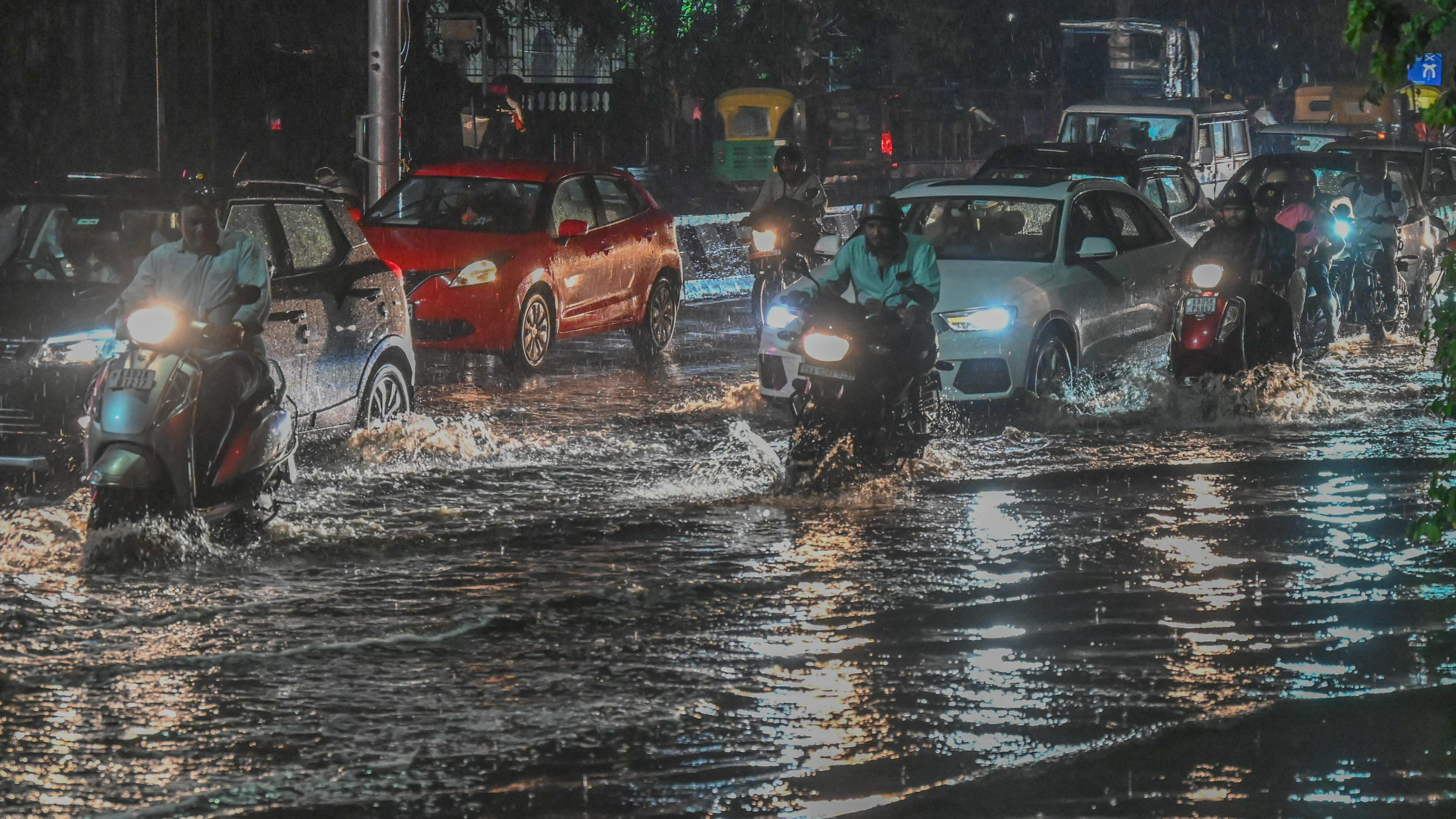 Rain-soaked streets in Bengaluru after heavy monsoon downpour
