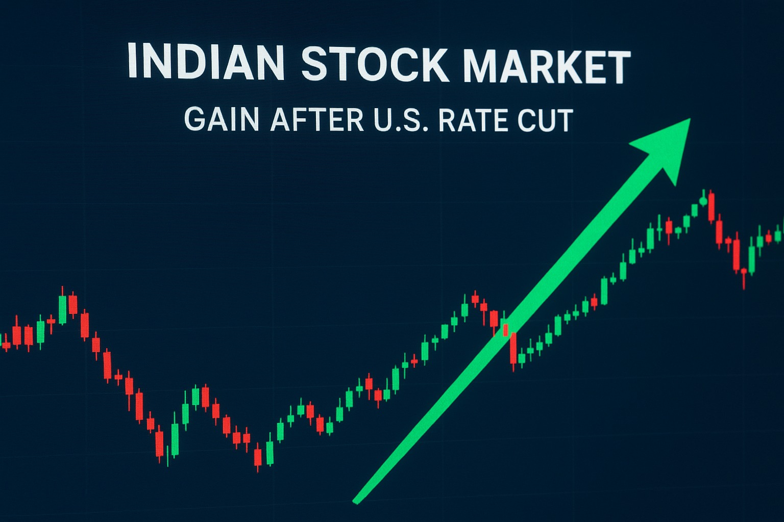 Indian stock market chart showing gain after U.S. rate cut