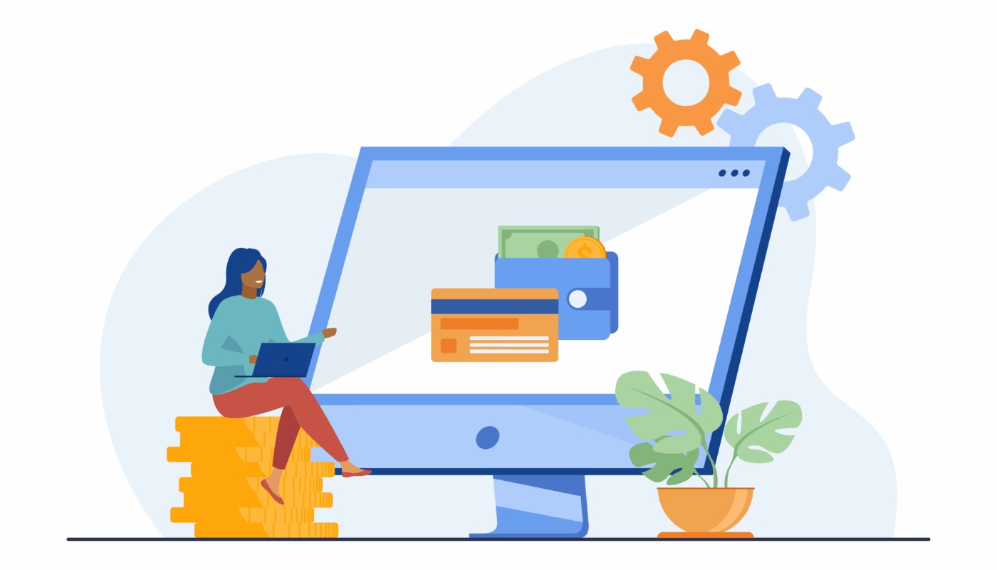 Illustration of a person receiving a credit card approval without a traditional bank account