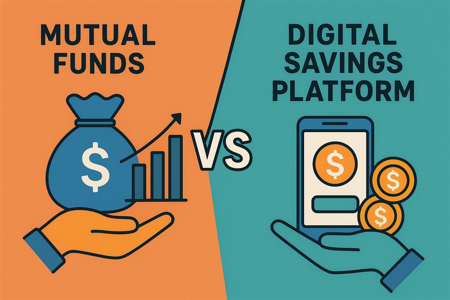 Comparison chart showing mutual funds vs digital savings platforms