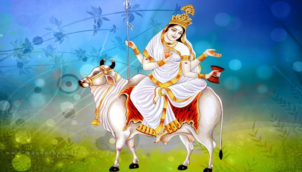 Devotees performing Shailaputri puja on first day of Navratri