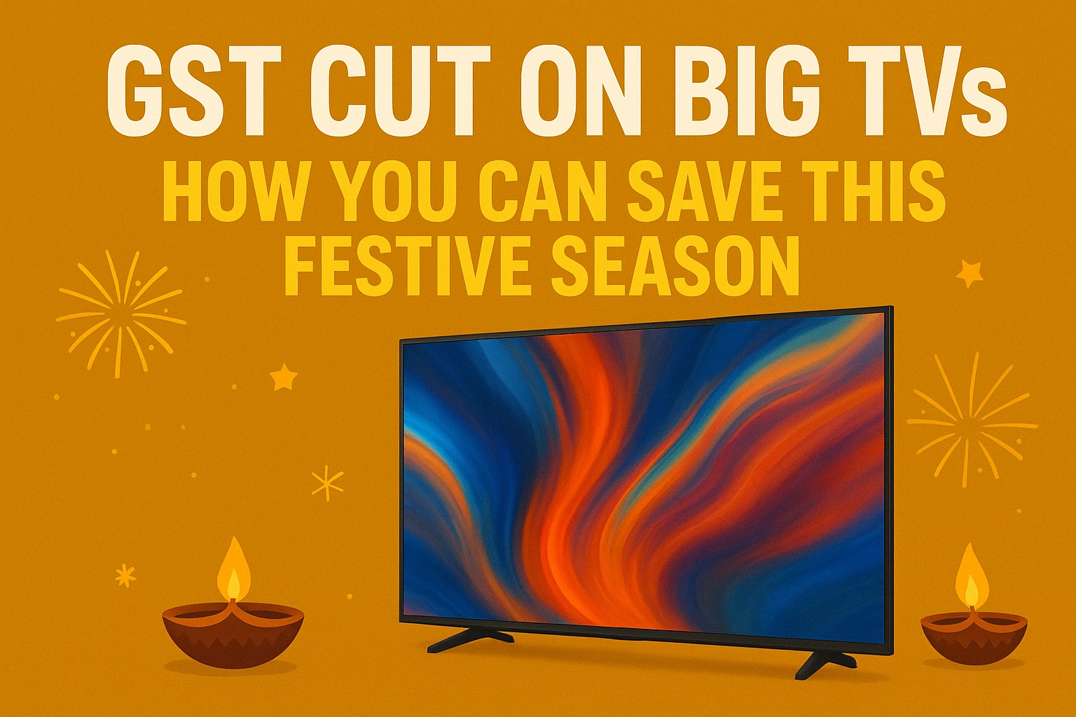 Large-screen smart TV with festive shopping theme