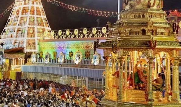 Tirupati Temple entrance with AI-based crowd monitoring system