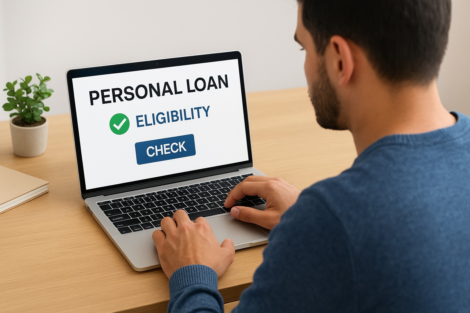 Person checking personal loan eligibility online