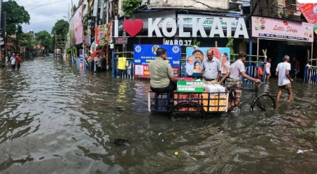 Flooded streets in Kolkata after cloudburst