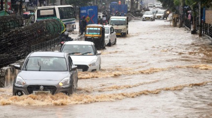 Flooded streets during extreme rainfall in India