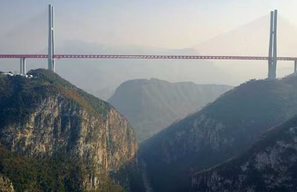 World’s tallest bridge in China spanning a valley