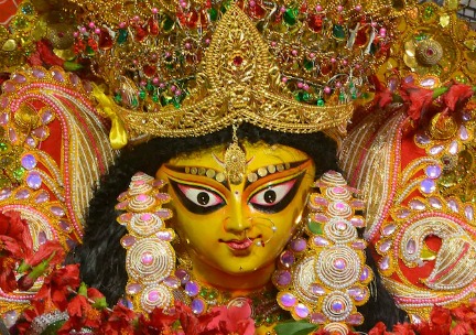 Goddess Durga idol decorated for Durga Ashtami