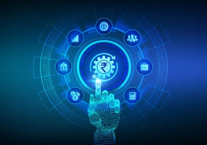 Illustration showing digital banking trends in India including neo-banks, UPI 2.0, and AI-driven services