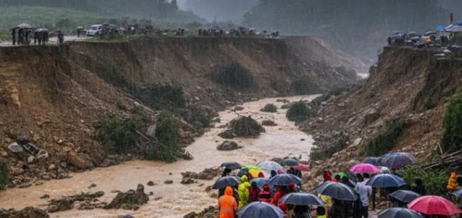 Rescue operations underway in Odisha after heavy rain triggered landslides in hilly regions.