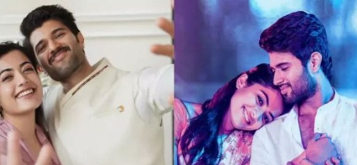 Rashmika Mandanna and Vijay Deverakonda celebrating their engagement with family and friends.