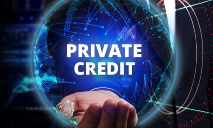 Illustration showing private credit flow in India supporting corporate financing and business growth.