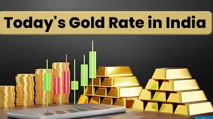 Gold bars and coins displayed with current Indian gold rate chart for October 7, 2025.