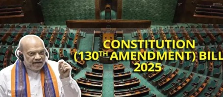 Indian Parliament building during discussion on the Constitution (130th Amendment) Bill 2025