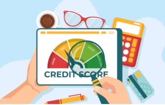 Person reviewing credit score and banking mistakes