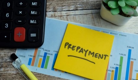 Person calculating savings from loan prepayment on a calculator