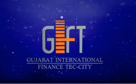 GIFT City financial hub with digital forex trading and NRI investment icons representing real-time cross-border transactions