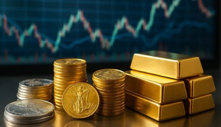 Gold bars and silver coins representing stable prices in commodity market