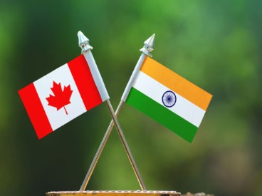 Indian and Canadian flags side by side representing renewed diplomatic ties
