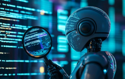 AI system analyzing borrower credit risk data on a digital dashboard